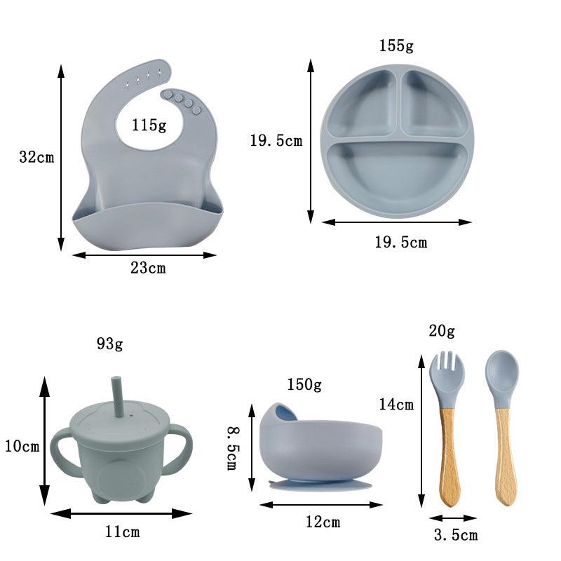 Kit Introdução Alimentar Pratinho 100% Silicone - 8 peças (com ventosa) - Ninho Coruja