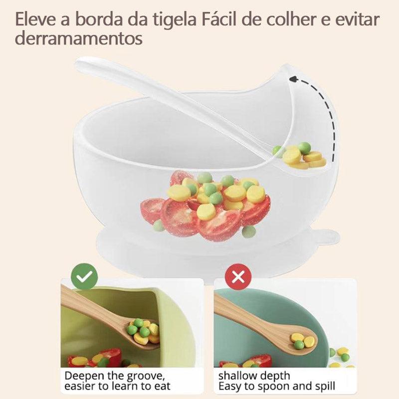 Kit Introdução Alimentar Pratinho 100% Silicone - 8 peças (com ventosa) - Ninho Coruja