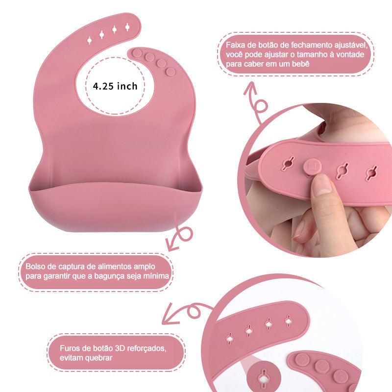 Kit Introdução Alimentar Pratinho 100% Silicone - 8 peças (com ventosa) - Ninho Coruja