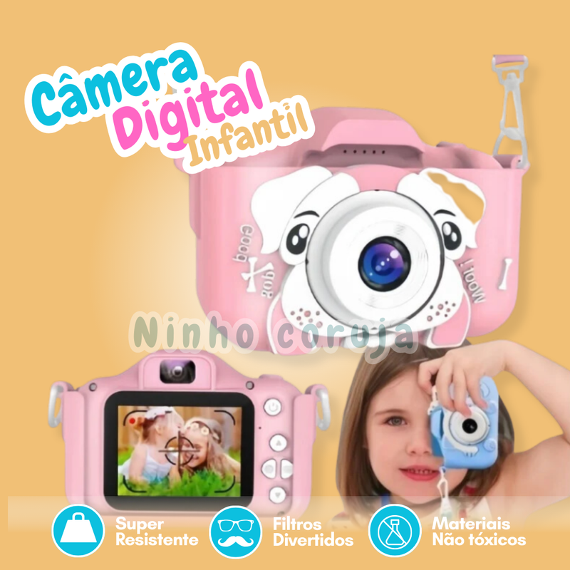 Câmera Digital Infantil - Foto criativa, Vídeo e até Jogos